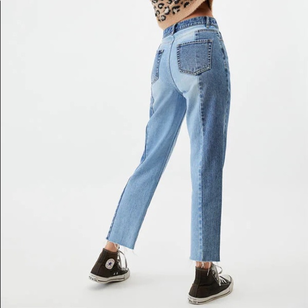 Blue Two-Tone Mom Jeans from PacSun